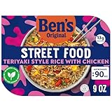 BEN'S ORIGINAL Street Food Teriyaki Style Rice with Chicken, Prepared Entrée, Microwavable Heat-&-Eat Bowl in 90 Seconds, 9 oz​ (Pack of 6)