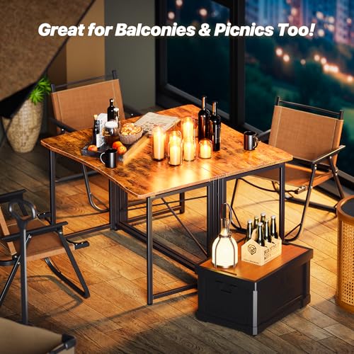 Image of Huuger Folding Desk for Small Spaces, 39.4 Inch Foldable Computer Table | Easy Assembly, Small Writing Work Office Computer Desk, for Home Office, Study, Bedroom, Dorm, Space Saving, Rustic Brown