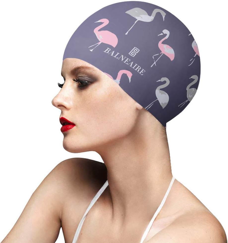 BALNEAIRE Silicone Swim Cap for Women, Waterproof Long Hair Swimming Caps