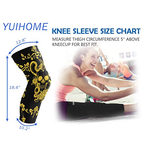 Yuihome Knee Pads Basketball Leg Sleeves Pair Anti-Slip Tights Long Skull Youth Kids Adult #TOP4