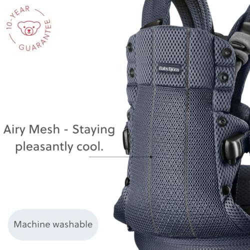 Image of BabyBjorn Baby Carrier Harmony, Anthracite, 3D Mesh | 3-in-1 Ergonomic Baby Carrier; Newborn, Facing-in, Outward-Facing, and Back Carrying Positions Supported (7-40 lbs), Newborn to Toddler