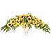 Lvydec Artificial Sunflower Swag, 25" Decorative Swag with Sunflowers, Green Leaves and Silk Ribbon for Wedding Arch Front Door Wall Decor