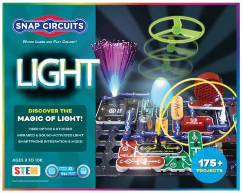 Snap Circuits Light Electronics Exploration Kit | Over 175 Exciting STEM Projects | Full Color Project Manual | 55+ Snap Circuits Parts | STEM Educati
