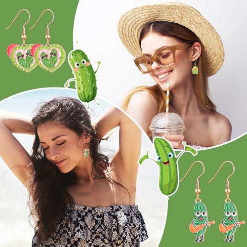 Nosiny 36 Pairs Funny Pickle Earrings Bulk for Women Cute Weird Dangle Drop Earrings Jewelry Sets Halloween Accessories Gifts4