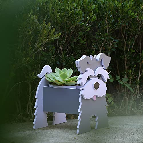 Gochoi Small Schnauzer Grey Gifts Dog Planter,PVC Animal Plant Pots Outdoor Indoor Garden Planters for Succulent,Cute Rectangular Plant Flower Pots Decor S Schnauzer Grey - Image 2