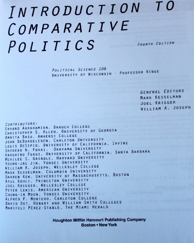 Introduction to Comparative Politics 054722298X Book Cover