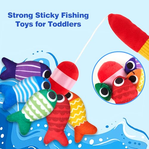 Image of Toddler Montessori Toys for 1-3 Year Old Boy Girl, 23 Pcs Cloth Fishing Game Set with Double-Sided Mat, Learning Toys for Number & Color Sorting, Birthday Gifts for Babies & Toddlers