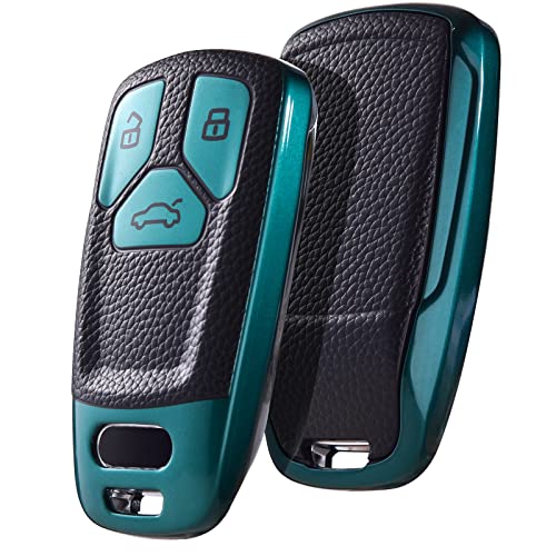 Image of ELOHEI for Audi Key Fob Cover, Premium Soft TPU 360 Degree Full Protection Key Case Accessories Compatible with Audi A4 Q7 Q5 TT A3 A6 SQ5 R8 S5 Smart Key(Leather Green)