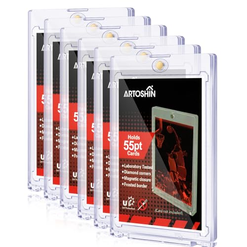 10ct Magnetic Card Holder, 35pt One Touch Card Holder for Baseball Cards, U-V Protectors Hard Plastic for Sports Cards, Trading Card Display, Magnet Case, Sports, Football, Game Card Protector