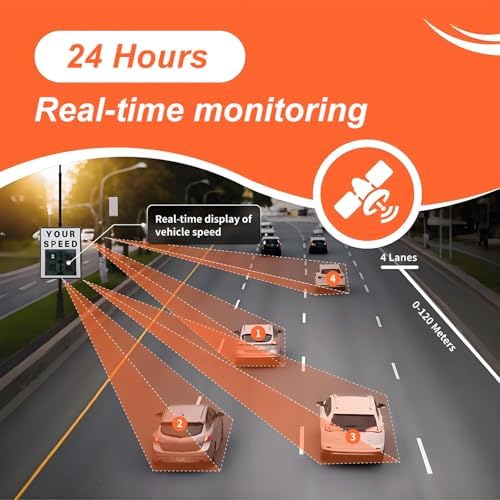 Solar Speed Feedback Sign with Wireless Remote Control, Radar Overspeed Alert for 4 Lanes, 20x28in Display for Parking Lots & Residential Areas - Enhance Safety!
