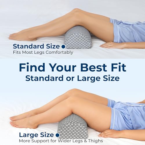 Image of 5 STARS UNITED Knee Pillow for Back Sleeping - Large Half Moon Bolster Pillow for Legs, Under Knee Pillow for Sleeping on Back, Memory Foam Leg Pillow for Back Pain, Gray