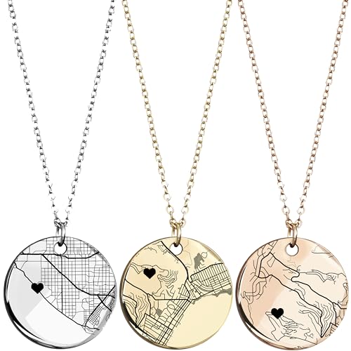 Personalized Necklace Customized Map Gift for Dad Engraved Coordinate Couples Long Distance BFF Friendship Jewelry – LCN-MAP