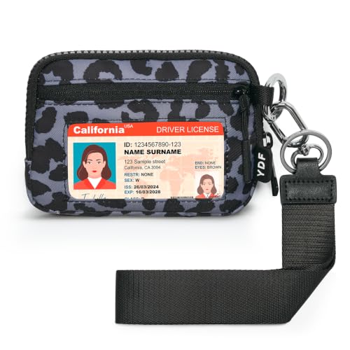 Image of Wristlet Wallet for Women with Clear ID Window, Zip Coin Purse and Keychain | 3 Card Slots, Exterior Zip Pocket, Inner Mesh Pouch, Lipstick Holder, Detachable Wrist Strap, Lightweight Nylon