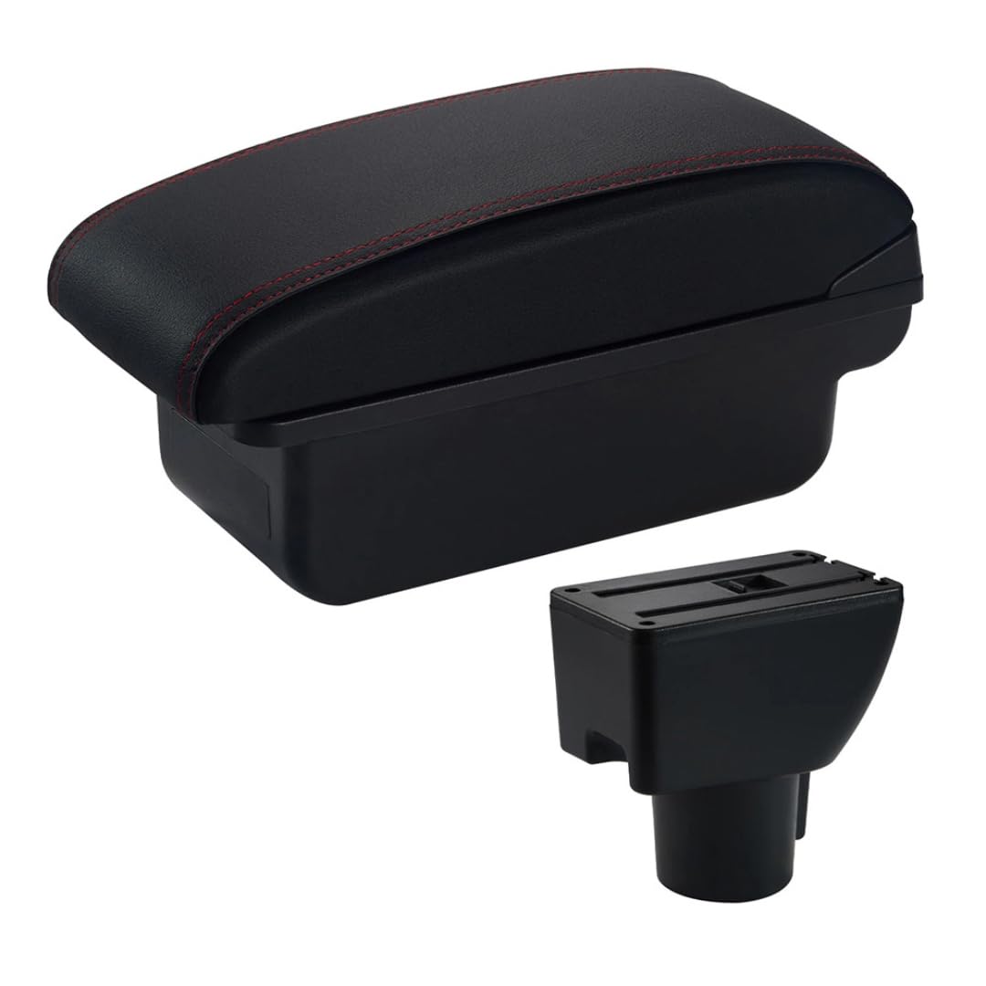 Toiumops Armrest for Hyundai Getz, Car Armrest Box Center Console Store Box(A1 Red Line No USB)