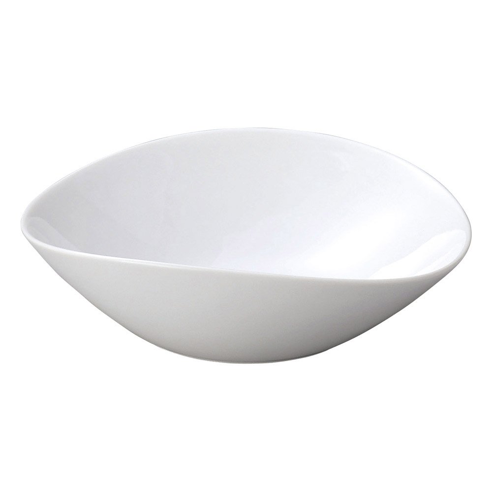 Western Ceramic Open Blanche White Oval Pot, L, 9.8 x 9.1 x 3.0 inches (24.8 x 23 x 7.5 cm), Restaurant, Commercial Use