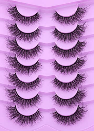 Wispy Lashes Naturla Look Faux Mink Lashes Fluffy 15mm Short Natural False Lashes Wispies 8D Volume Cat Eyelashes Pack by Kiromiro