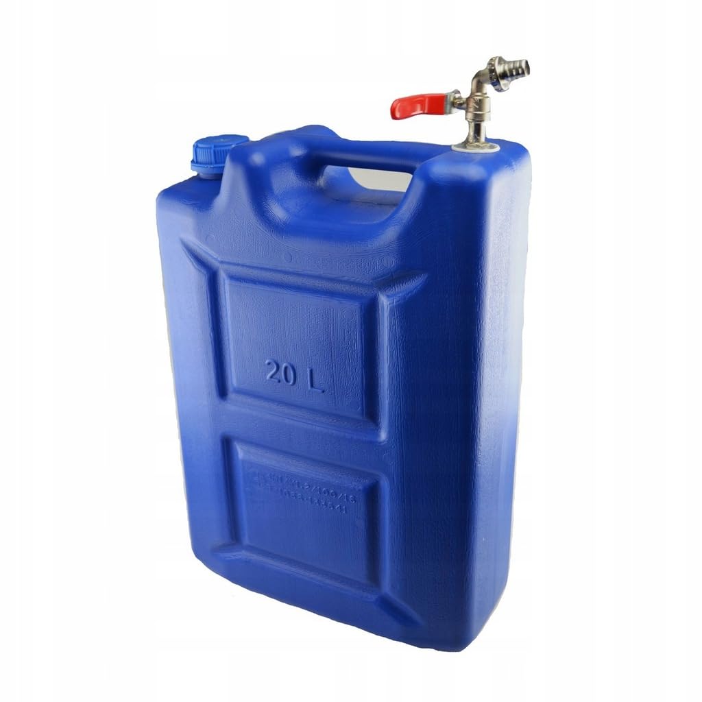 Wasserkanister 20l aus Kunststoff, Wassertank mit Hahn, Set 2 Stück, Wasserbehälter Trinkwasserkanister, Reservekanister, Kunststoffkanister, für Haus, Garten,Camping usw., dichter Verschluss, Blau