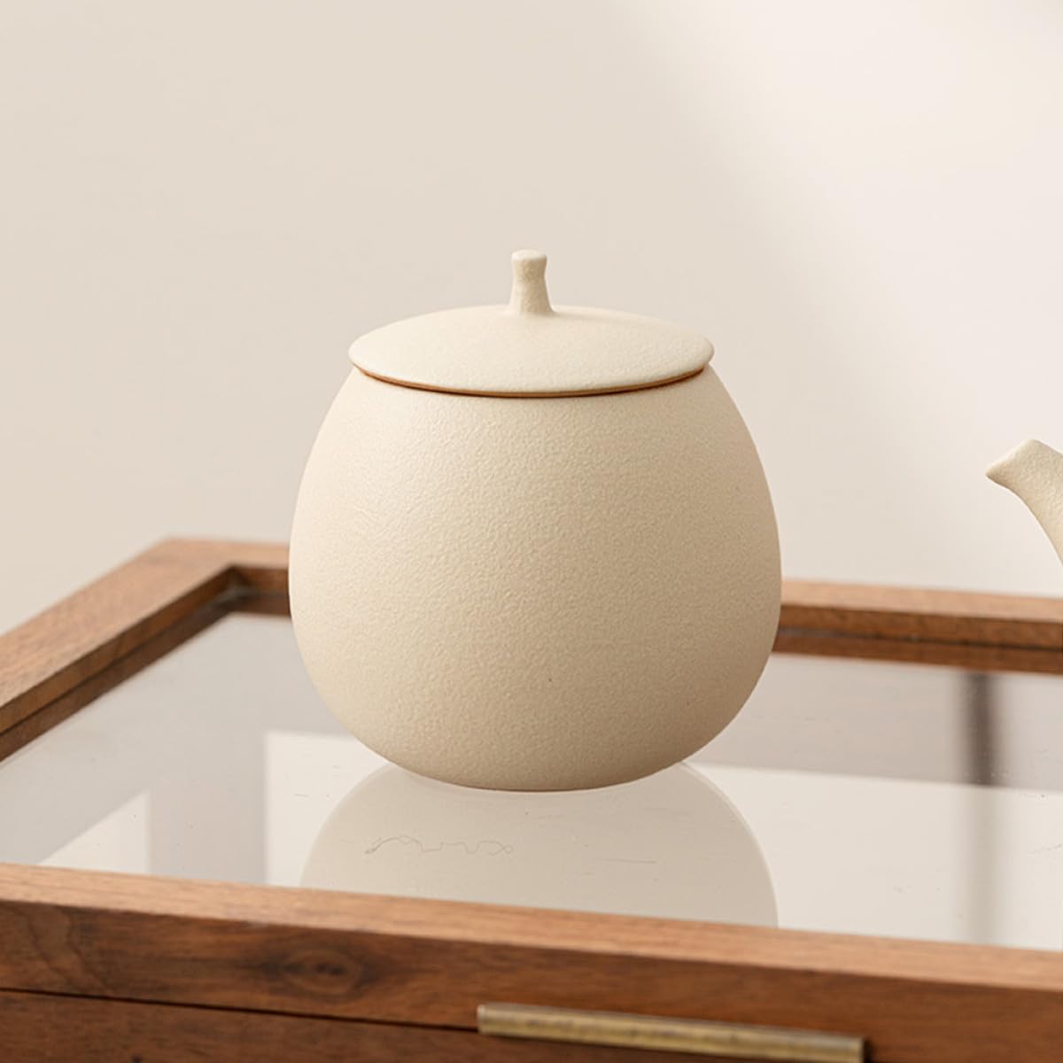 TOYANDONA Barattolo per Conservazione Tè e Tisane in Porcellana Bianco Chiusura Ermetica Piccolo e Pratico Design Retrò Raffinato, per Cucina e Casa
