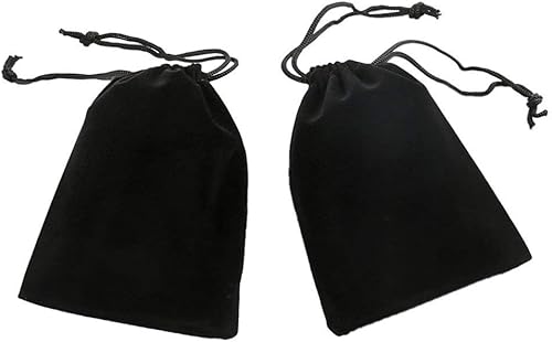 Miniatura 3 de Bolsas de joyería de tela de terciopelo, bolsas con cordón, bolsa de regalo de caramelo, recuerdos de boda de Navidad (negro, 4 x 5 pulgadas)