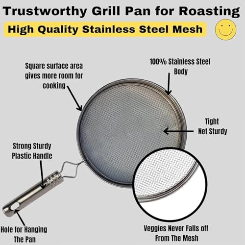 Image of phulka Grill pan roti Maker, papad Maker, Grill pan Non Stick, Cooking pan Home Essential Items pulka Grill for Home Gas Stove, Stainless Steel pan Grill tawa, pulka Maker (Fulka Grill, Pack Of 2)