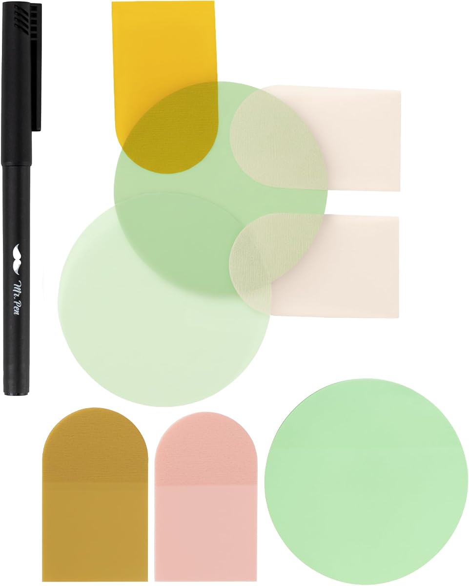 Mr. Pen- Transparent Sticky Notes Set, 150 Sheets | Transparent Sticky Notes with Black Fineliner Pen for Bible Study, Office, School, Planning, Journaling & Organization