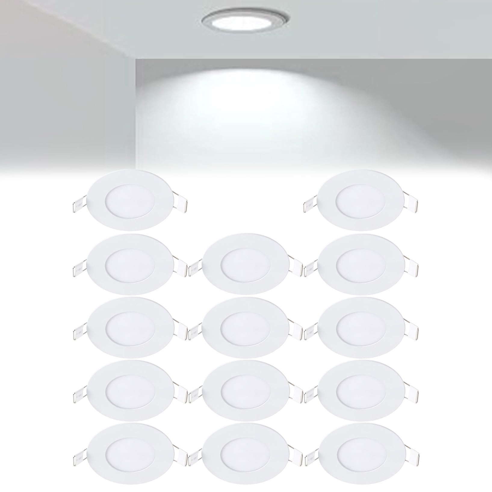VOGHMOLD 3W Ultra Slim LED Downlight 3 inch, 6000K Recessed Ceiling Light, Cut Φ70-75mm, AC85-265V Flush Mount Spotlights Aluminum Round Panel Lights for Office Hallway, 14 Pack
