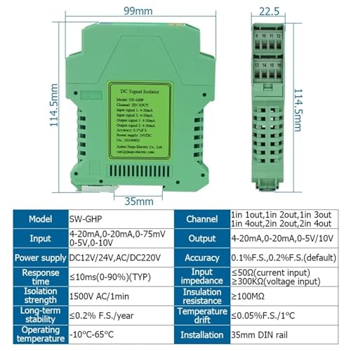 Transmetteur intelligent de courant 4-20mA isolateur analogique DC 24V - 2