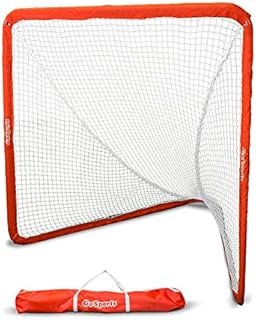 GoSports Regulation 6' x 6' Lacrosse Net with Steel Frame - The Only Truly Portable Lacrosse Goal, Backyard Setup in Minutes - Choose Your Style,Red