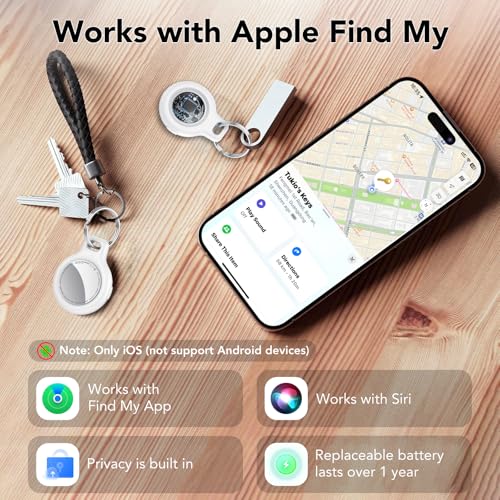 Image of Air Tracker Tags-4 Pack (iOS Only), [Apple MFi Certified] Key Finder | Replaceable Battery Bluetooth Tracker Compatible with Apple Find My, Item Locator Smart Tag for Keys, Bag, Luggage and More
