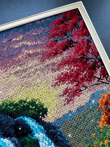 Image of RIOLIS - Magical Waterfall 2274, Nature Cross Stitch Kits 11 inchx15, Cross Stitch Kits for Beginners & Advanced, Crossstitching Kit Adult, Embroidery Counted Stitching Kit