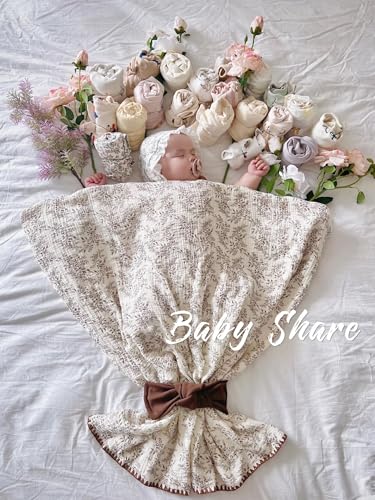 Image of Baby Swaddel Blanket Cotton Muslin Thick Bath Towel Dotted Backing Double Layer Receiving Blanket 40 inchx40 inch (Leaves)