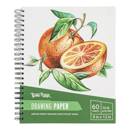 Brea Reese: Drawing Paper Pad Spiral-Bound 60 Sheets - 9x12-70 lb, Acid-Free, Shading & Layering, Perfect for Sketching & Dry Media, Art Supplies