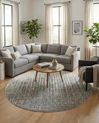 Tapete redondo gris 8 pies Rugs.com Angelica Collection miniatura 1