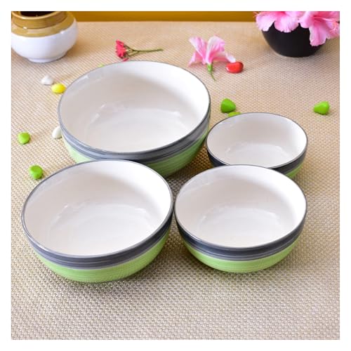 Image of Ceramic Mixing Bowl Set - 4 Pieces (1000ml, 750ml, 500ml, 300ml), Green Gray - Durable, Microwave & Dishwasher Safe - Ideal for Mixing, Serving & Storage