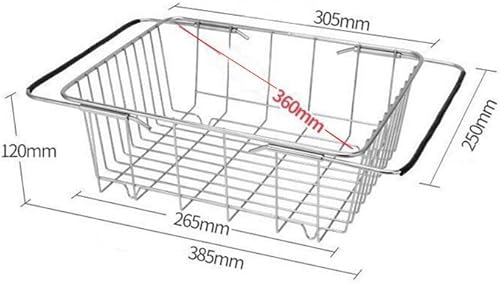 Miniatura 7 de Escurridor de platos expandible para fregadero de platos, organizador de platos de cocina a prueba de óxido, acero inoxidable sobre el fregadero o
