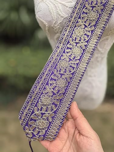 FANFAN Mexican Embroidered Belt for Women Ethnic Gold Belt Line Royal Blue Purple Adjustable Belt Boho Tassel Belt Wedding E54