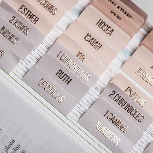 DiverseBee Laminated Bible Tabs (Large Print, Easy to Read), Bible Journaling Supplies, Bible Book Tabs, Christian Gift, 66 Bible Tabs Old and New Testament, Includes 11 Blank Tabs (Pearl)