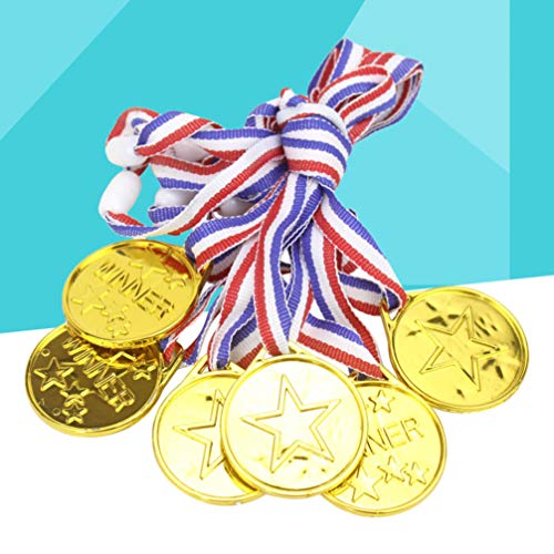 Toyvian 24 peças de medalhas de ouro para vencedores com fitas para competições esportivas, lembranc