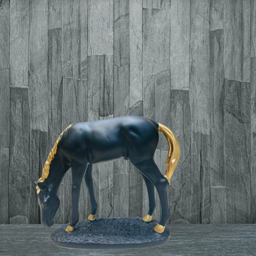 Image of AUGEN Polyresin Black Horse Idol Statue Showpiece for Home Decor Decoration and Gifting (1 Piece, 8104B)