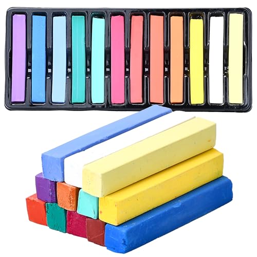 Neliblu 12-Piece Soft Pastels Set - Multi Color Pastel Chalk for Art Painting - Pastel Sticks Suitable on Paper, Blackboards, Sidewalk Blocks - For...