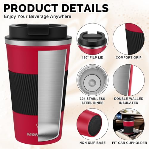 Image of MOMSIV 17oz Travel Mug, Insulated Coffee Cup with Leakproof Lid, Vacuum Stainless Steel Double Walled Reusable Tumbler for Hot and Cold Water Coffee and Tea In Travel and Car