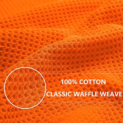 Image of Homaxy 100% Cotton Waffle Weave Kitchen Dish Cloths, Ultra Soft Absorbent Quick Drying Dish Towels, 12 x 12 Inches, 6-Pack, Orange