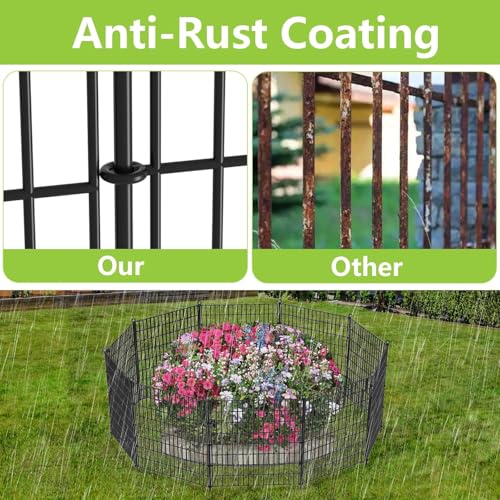 Image of 15 Panels No Dig Garden Fence with Gate, 40 in(H) X 36.3 ft(L) Metal Fence Panels, Thickened Rustproof Garden Fencing, Animal Barrier Fence for for Dogs, Rabbits, Landscape, Patio