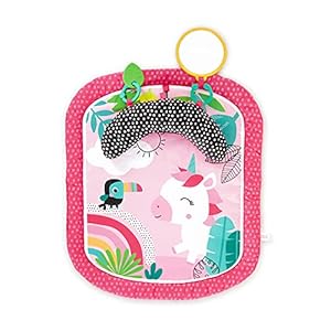 Bright Starts Rainbow Tropics speeldeken met steunkussen en 2 speelgoed, gemakkelijk te reinigen, voor thuis en onderweg