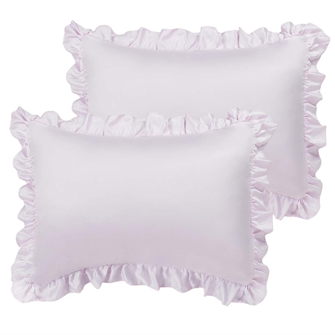 Taie d'oreiller en satin de qualité supérieure PiccoCasa lot de 2 à volants