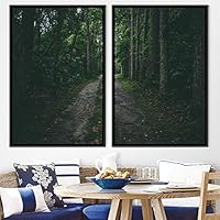 2 Piece Framed Canvas Wall Art Rustic Woods Canvas Prints Home Artwork Decoration for Living Room,Bedroom - 16