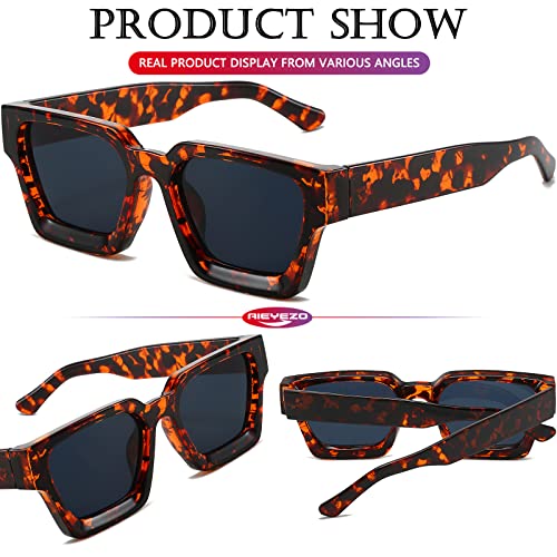 Image of AIEYEZO Square Sunglasses for Women Men Square Thick Frame Sun Glasses Simple Designer Style Shades