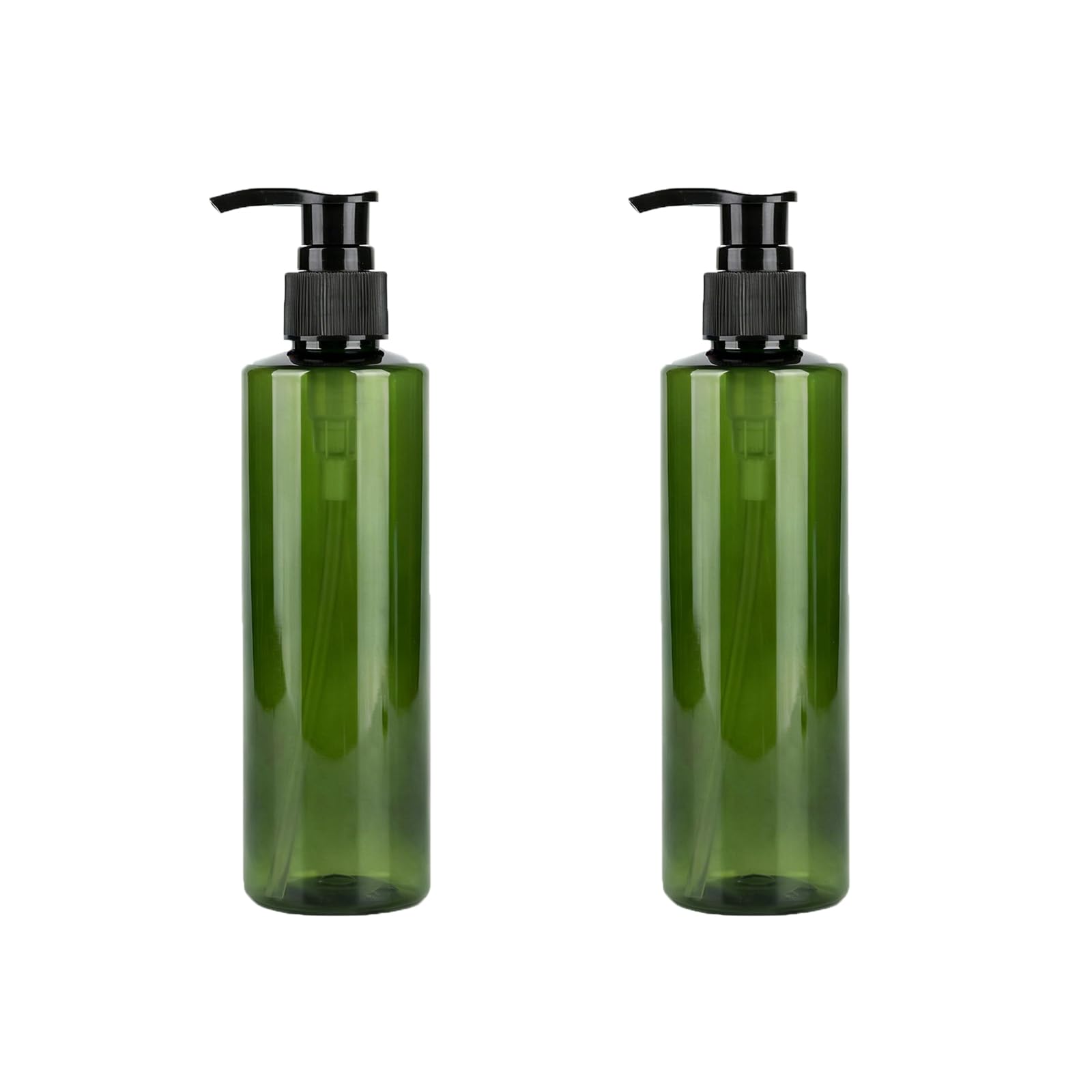 2 bottiglie in plastica da 250 ml, ricaricabili, con pompa nera vuota, per cosmetici, cosmetici, shampoo, balsamo, gel doccia, dispenser per lozioni (verde)