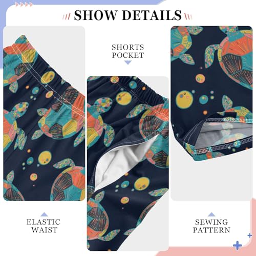 Colorful Turtle Bubble Boys Long Pants Soft Trousers Elastic Waist Kids Lounge Bottoms with Pockets S-XL4