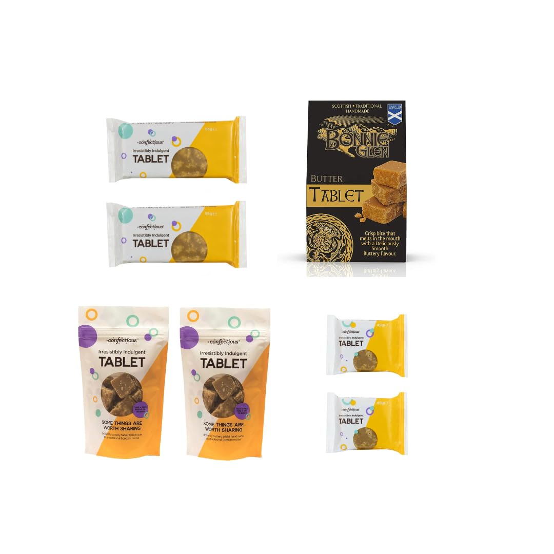 Scottish Gifts: Handmade Traditional Scottish Tablet Gift Set - Bonnie Glen & Confectious - Artisanal Scottish Favourite Creamy Selection Box for Christmas